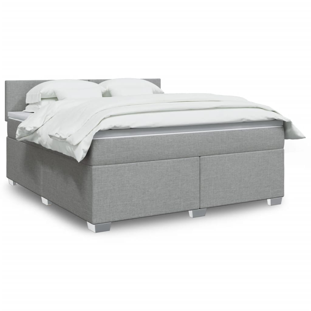 vidaXL Κρεβάτι Boxspring με Στρώμα Ανοιχτό Γκρι 180x200 εκ. Υφασμάτινο