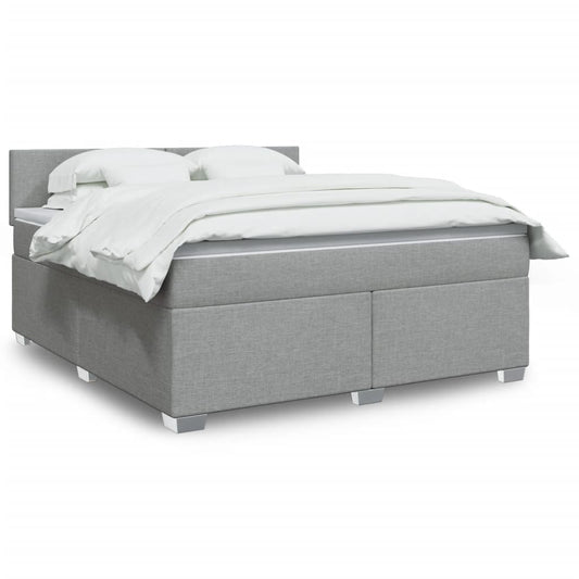 vidaXL Κρεβάτι Boxspring με Στρώμα Ανοιχτό Γκρι 180x200 εκ. Υφασμάτινο