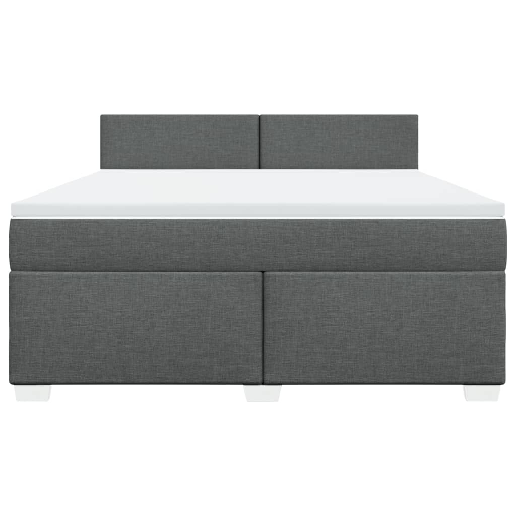 vidaXL Κρεβάτι Boxspring με Στρώμα Σκούρο Γκρι 180x200 εκ Υφασμάτιν