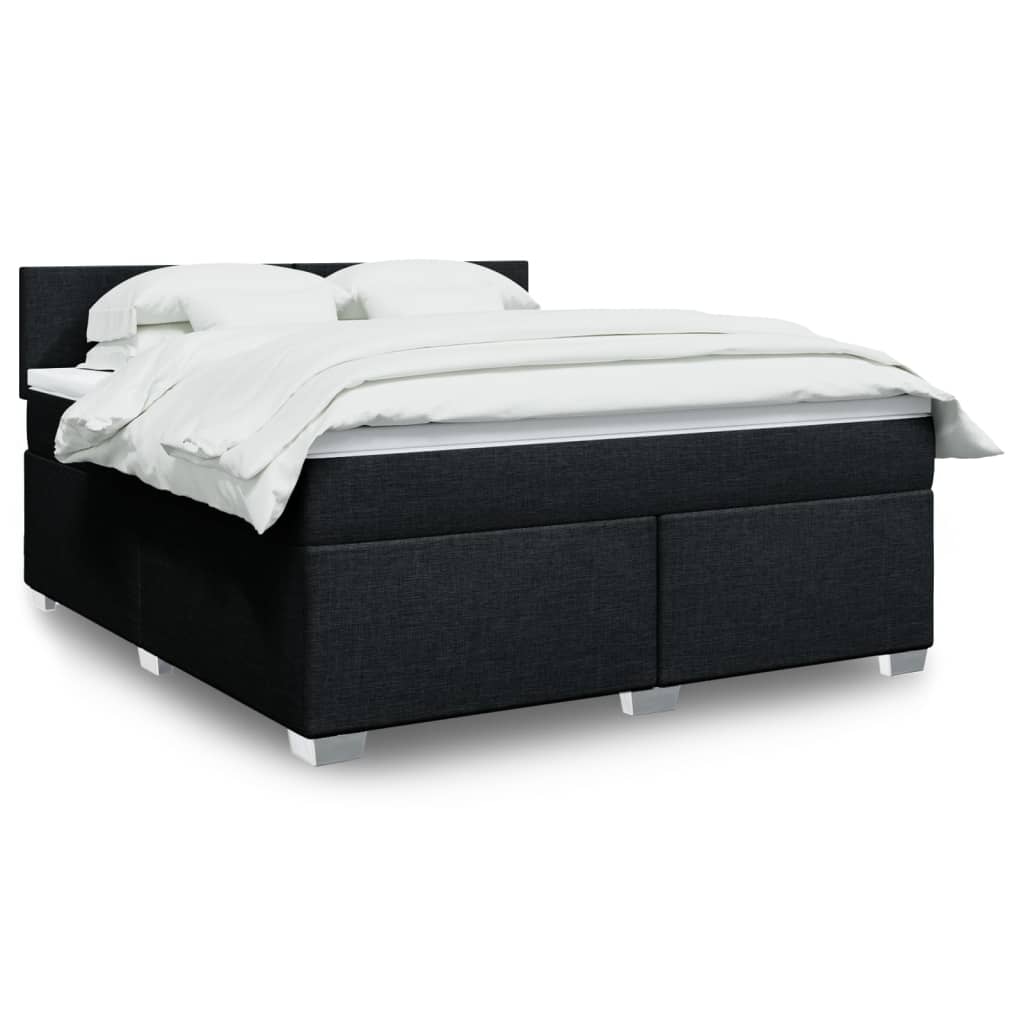 vidaXL Κρεβάτι Boxspring με Στρώμα Μαύρο 180x200 εκ. Υφασμάτινο