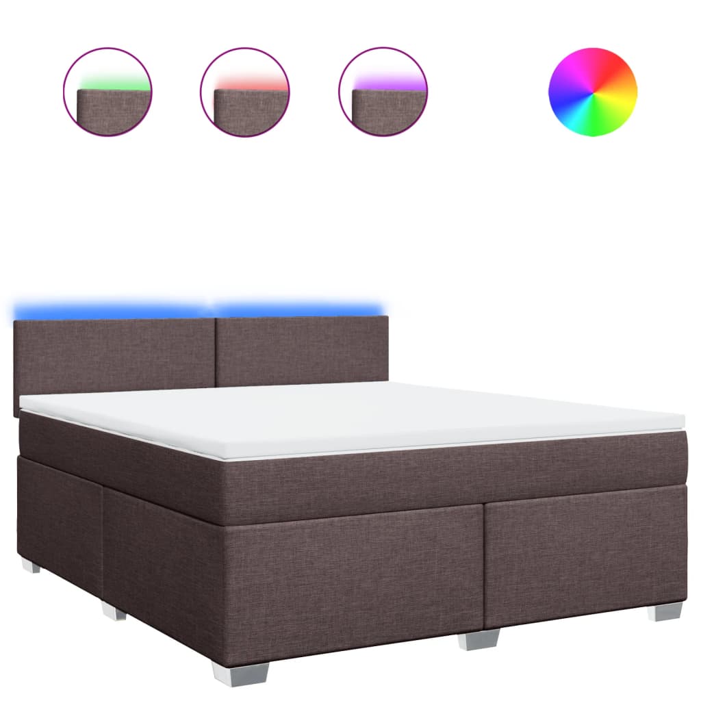 vidaXL Κρεβάτι Boxspring με Στρώμα Σκούρο Καφέ 180x200 εκ Υφασμάτινο