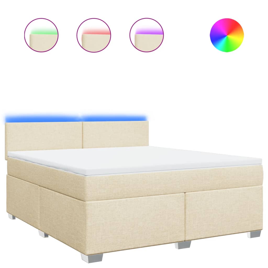 vidaXL Κρεβάτι Boxspring με Στρώμα Κρεμ 180x200 εκ. Υφασμάτινο