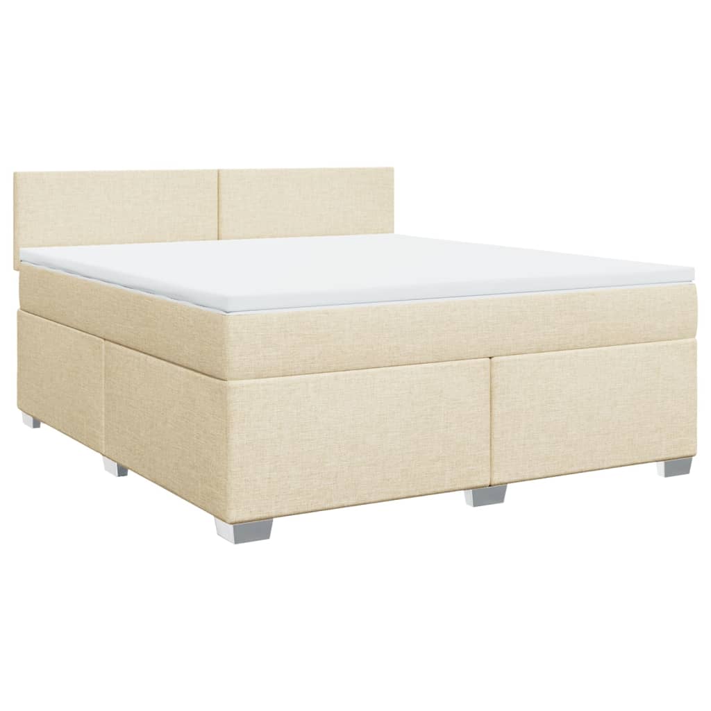 vidaXL Κρεβάτι Boxspring με Στρώμα Κρεμ 180x200 εκ. Υφασμάτινο