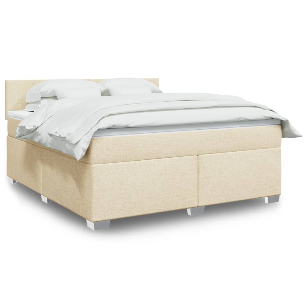 vidaXL Κρεβάτι Boxspring με Στρώμα Κρεμ 180x200 εκ. Υφασμάτινο