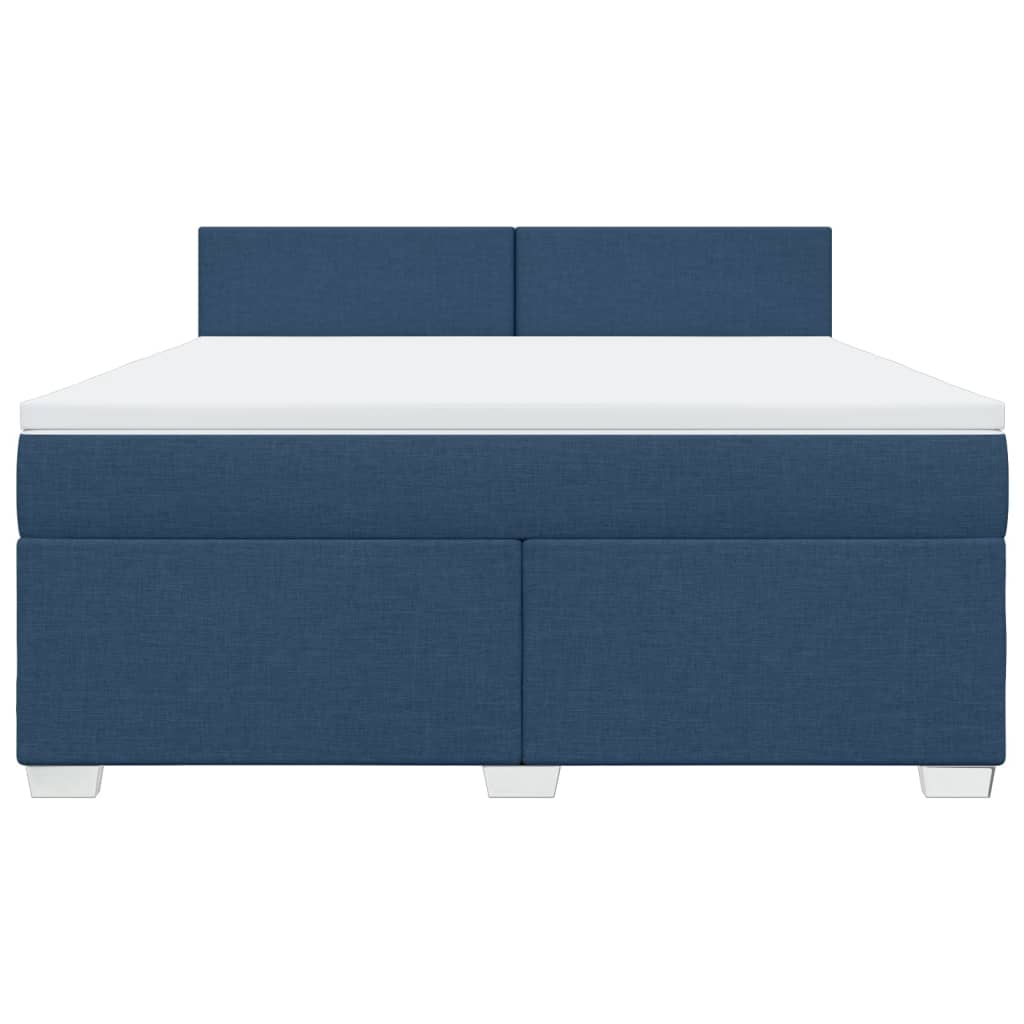 vidaXL Κρεβάτι Boxspring με Στρώμα Μπλε 180x200 εκ. Υφασμάτινο