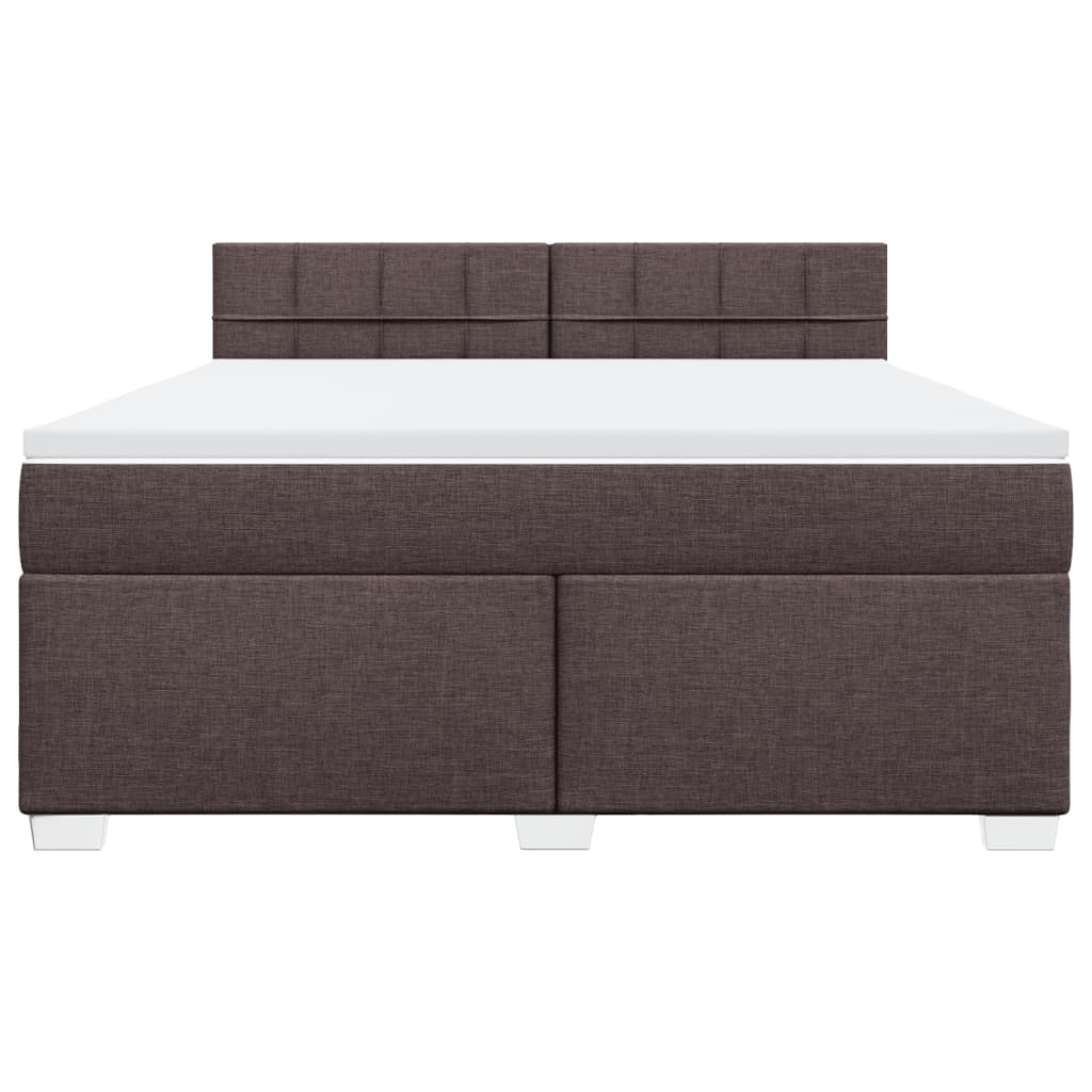 vidaXL Κρεβάτι Boxspring με Στρώμα Σκούρο Καφέ 180x200 εκ Υφασμάτινο