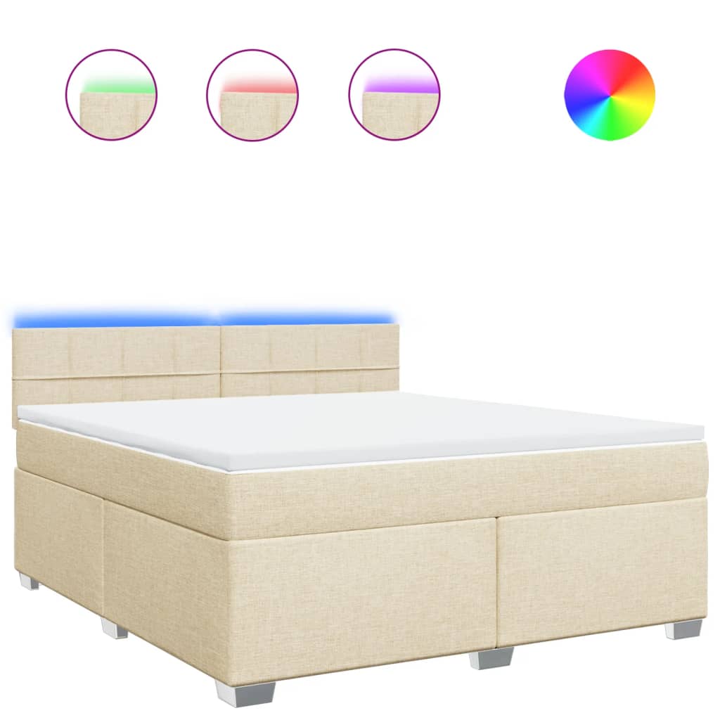 vidaXL Κρεβάτι Boxspring με Στρώμα Κρεμ 180x200 εκ. Υφασμάτινο