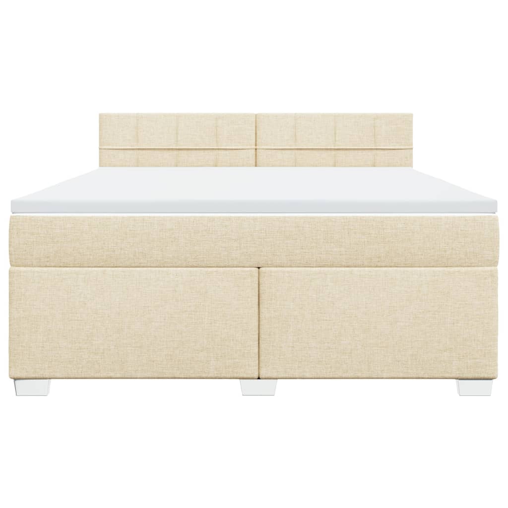 vidaXL Κρεβάτι Boxspring με Στρώμα Κρεμ 180x200 εκ. Υφασμάτινο