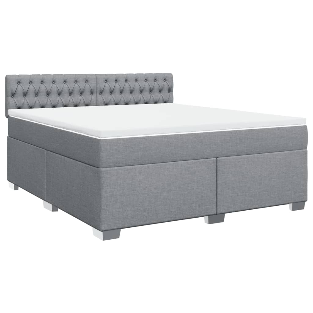 vidaXL Κρεβάτι Boxspring με Στρώμα Ανοιχτό Γκρι 180x200 εκ. Υφασμάτινο