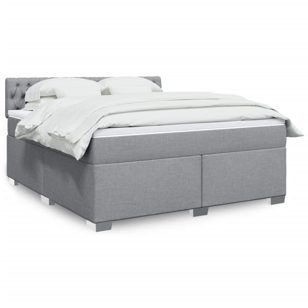 vidaXL Κρεβάτι Boxspring με Στρώμα Ανοιχτό Γκρι 180x200 εκ. Υφασμάτινο
