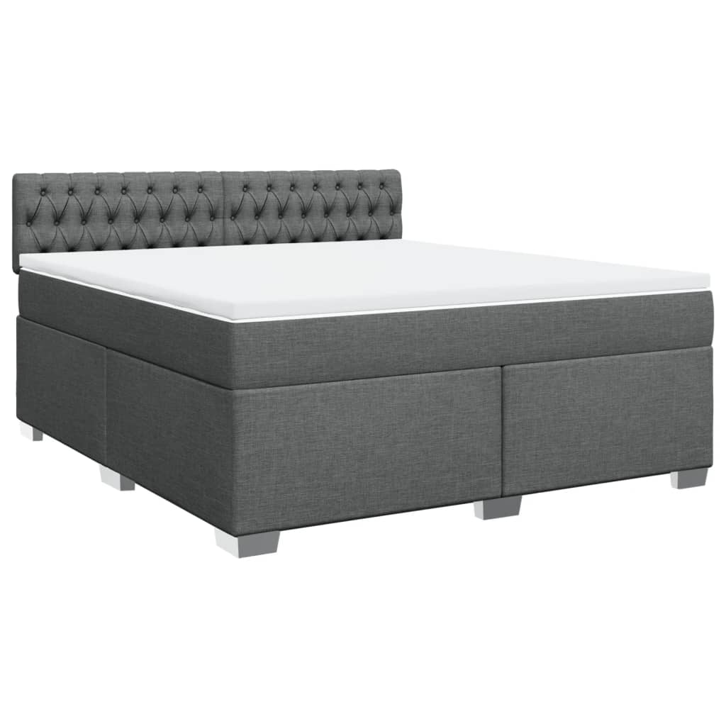 vidaXL Κρεβάτι Boxspring με Στρώμα Σκούρο Γκρι 180x200 εκ Υφασμάτιν