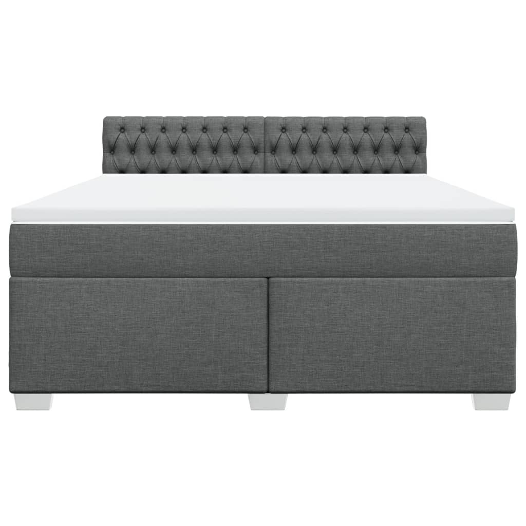 vidaXL Κρεβάτι Boxspring με Στρώμα Σκούρο Γκρι 180x200 εκ Υφασμάτιν