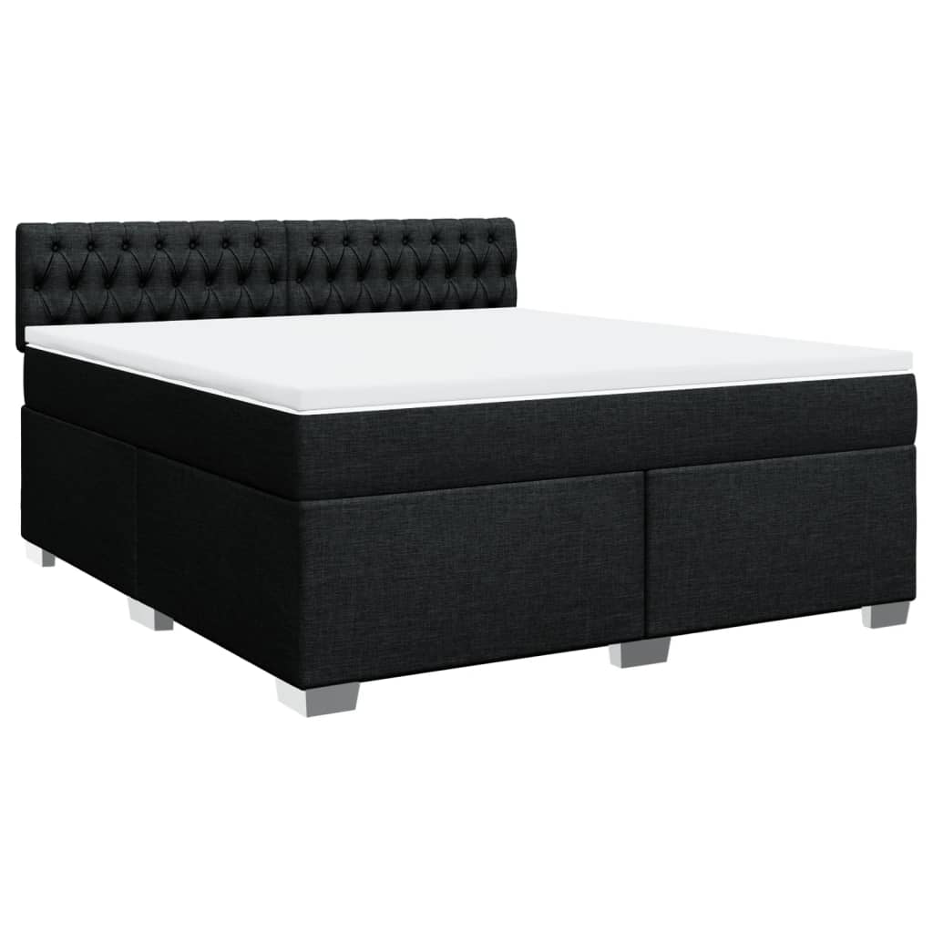 vidaXL Κρεβάτι Boxspring με Στρώμα Μαύρο 180x200 εκ. Υφασμάτινο