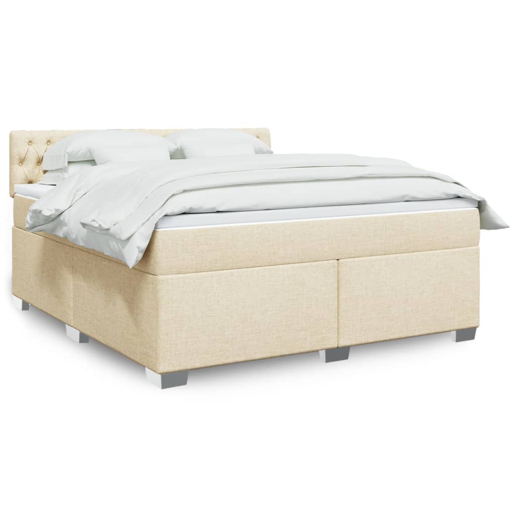 vidaXL Κρεβάτι Boxspring με Στρώμα Κρεμ 180x200 εκ. Υφασμάτινο