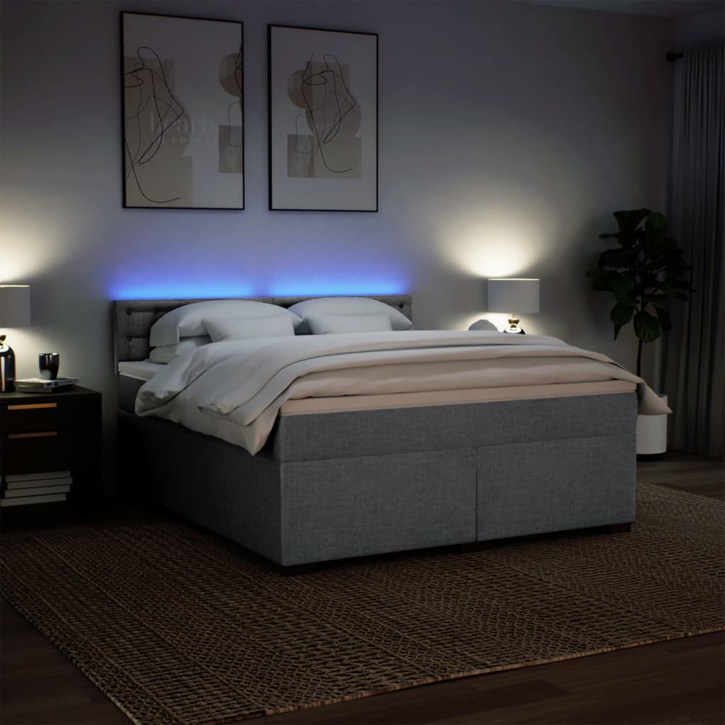 vidaXL Κρεβάτι Boxspring με Στρώμα Ανοιχτό Γκρι 180x200 εκ. Υφασμάτινο