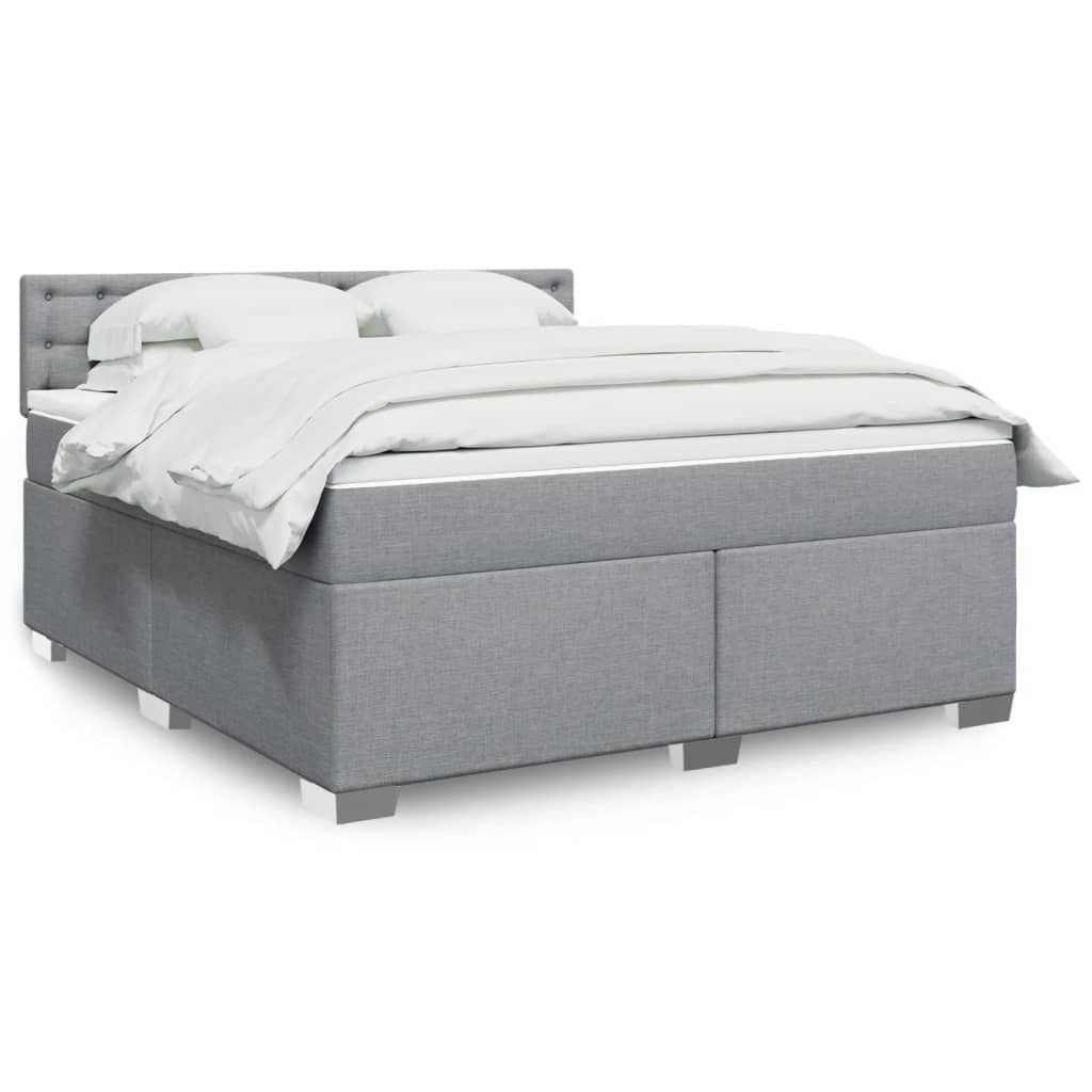 vidaXL Κρεβάτι Boxspring με Στρώμα Ανοιχτό Γκρι 180x200 εκ. Υφασμάτινο