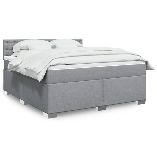 vidaXL Κρεβάτι Boxspring με Στρώμα Ανοιχτό Γκρι 180x200 εκ. Υφασμάτινο