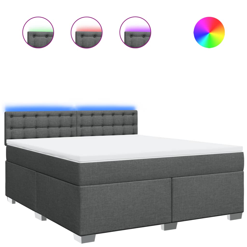 vidaXL Κρεβάτι Boxspring με Στρώμα Σκούρο Γκρι 180x200 εκ Υφασμάτιν