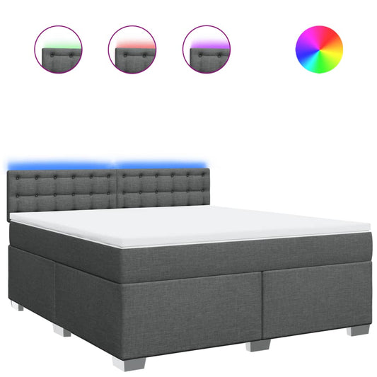 vidaXL Κρεβάτι Boxspring με Στρώμα Σκούρο Γκρι 180x200 εκ Υφασμάτιν