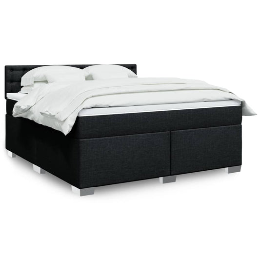 vidaXL Κρεβάτι Boxspring με Στρώμα Μαύρο 180x200 εκ. Υφασμάτινο
