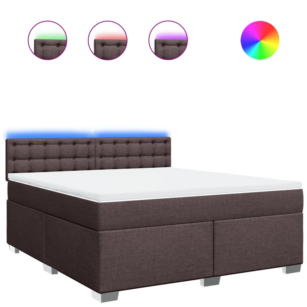 vidaXL Κρεβάτι Boxspring με Στρώμα Σκούρο Καφέ 180x200 εκ Υφασμάτινο