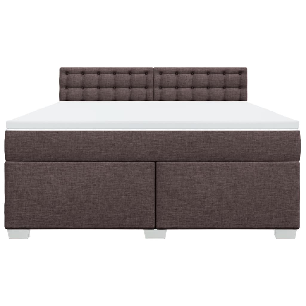 vidaXL Κρεβάτι Boxspring με Στρώμα Σκούρο Καφέ 180x200 εκ Υφασμάτινο