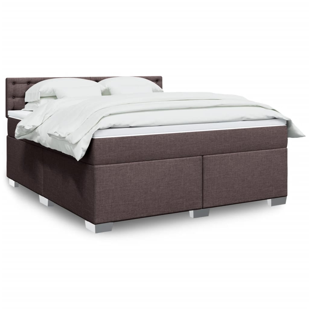 vidaXL Κρεβάτι Boxspring με Στρώμα Σκούρο Καφέ 180x200 εκ Υφασμάτινο