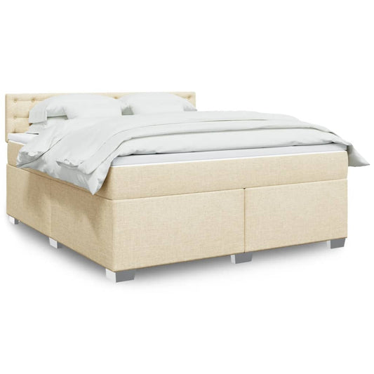 vidaXL Κρεβάτι Boxspring με Στρώμα Κρεμ 180x200 εκ. Υφασμάτινο