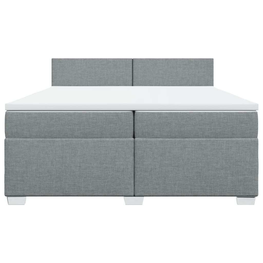 vidaXL Κρεβάτι Boxspring με Στρώμα Ανοιχτό Γκρι 200x200 εκ. Υφασμάτινο