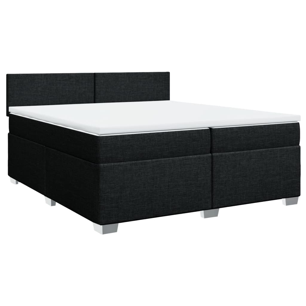 vidaXL Κρεβάτι Boxspring με Στρώμα Μαύρο 200x200 εκ. Υφασμάτινο