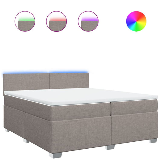 vidaXL Κρεβάτι Boxspring με Στρώμα Taupe 200x200 εκ. Υφασμάτινο
