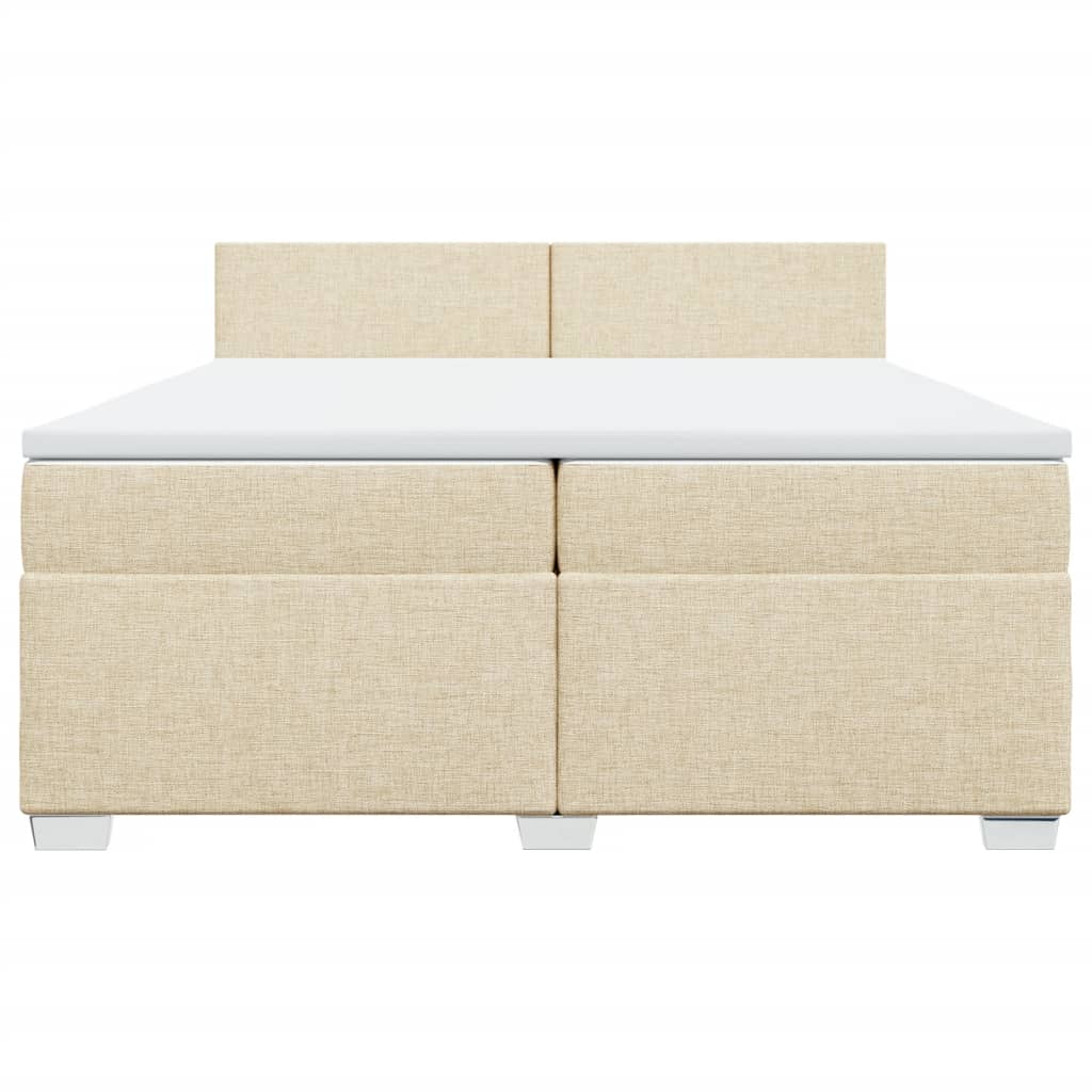 vidaXL Κρεβάτι Boxspring με Στρώμα Κρεμ 200x200 εκ. Υφασμάτινο
