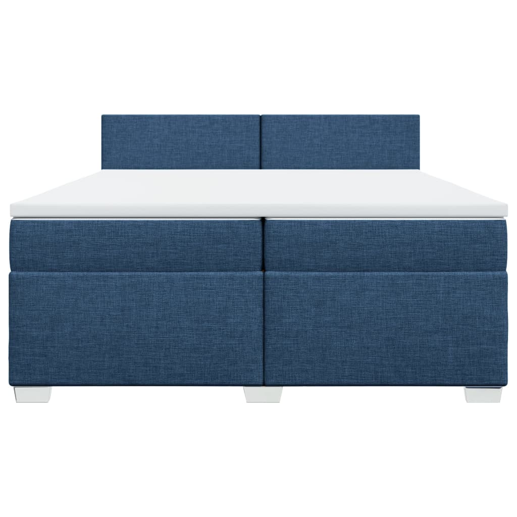 vidaXL Κρεβάτι Boxspring με Στρώμα Μπλε 200x200 εκ. Υφασμάτινο