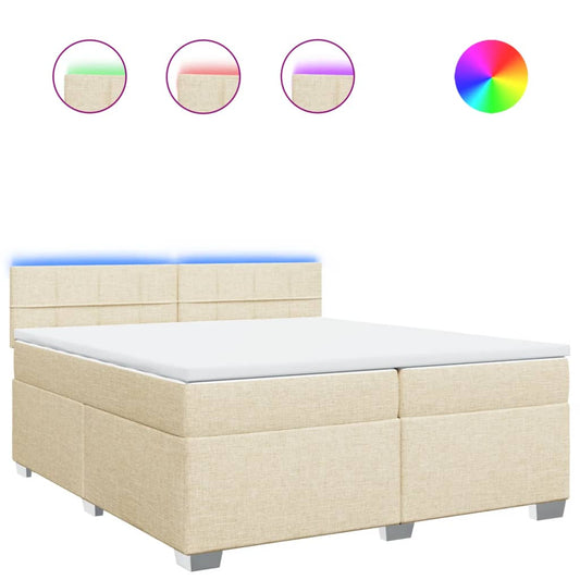 vidaXL Κρεβάτι Boxspring με Στρώμα Κρεμ 200x200 εκ. Υφασμάτινο