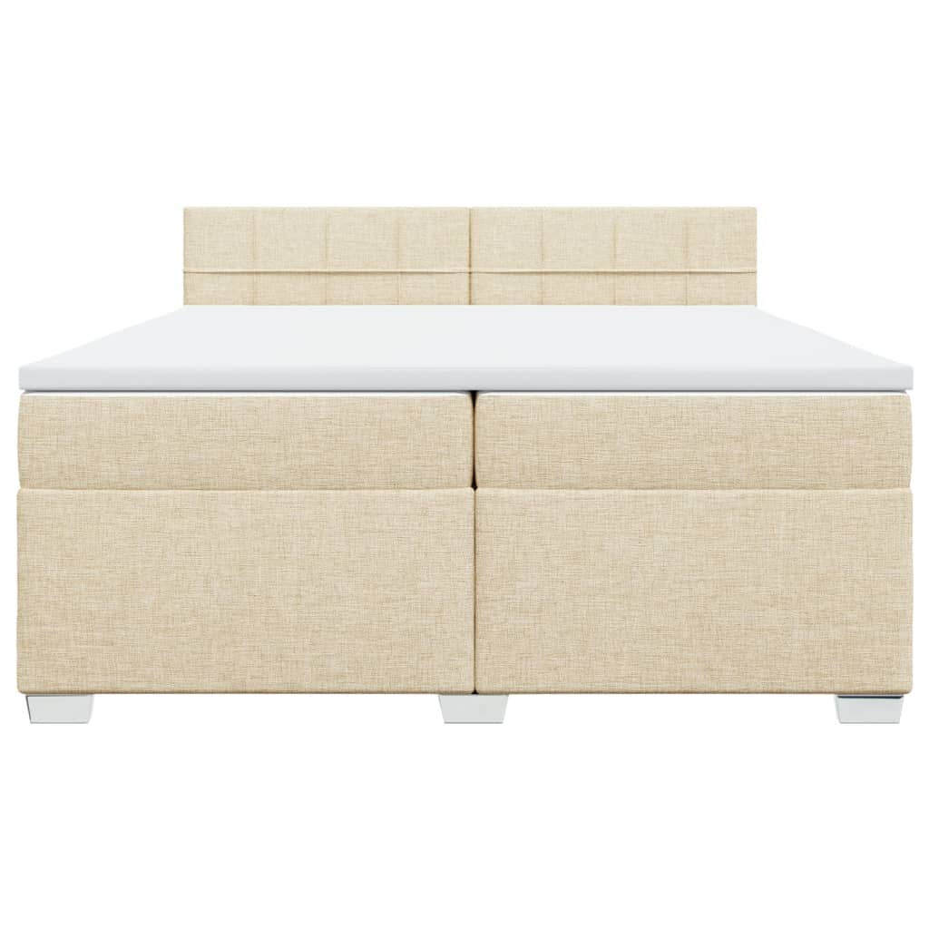 vidaXL Κρεβάτι Boxspring με Στρώμα Κρεμ 200x200 εκ. Υφασμάτινο