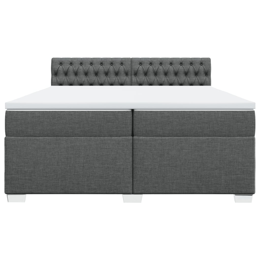 vidaXL Κρεβάτι Boxspring με Στρώμα Σκούρο Γκρι 200x200 εκ. Υφασμάτινο