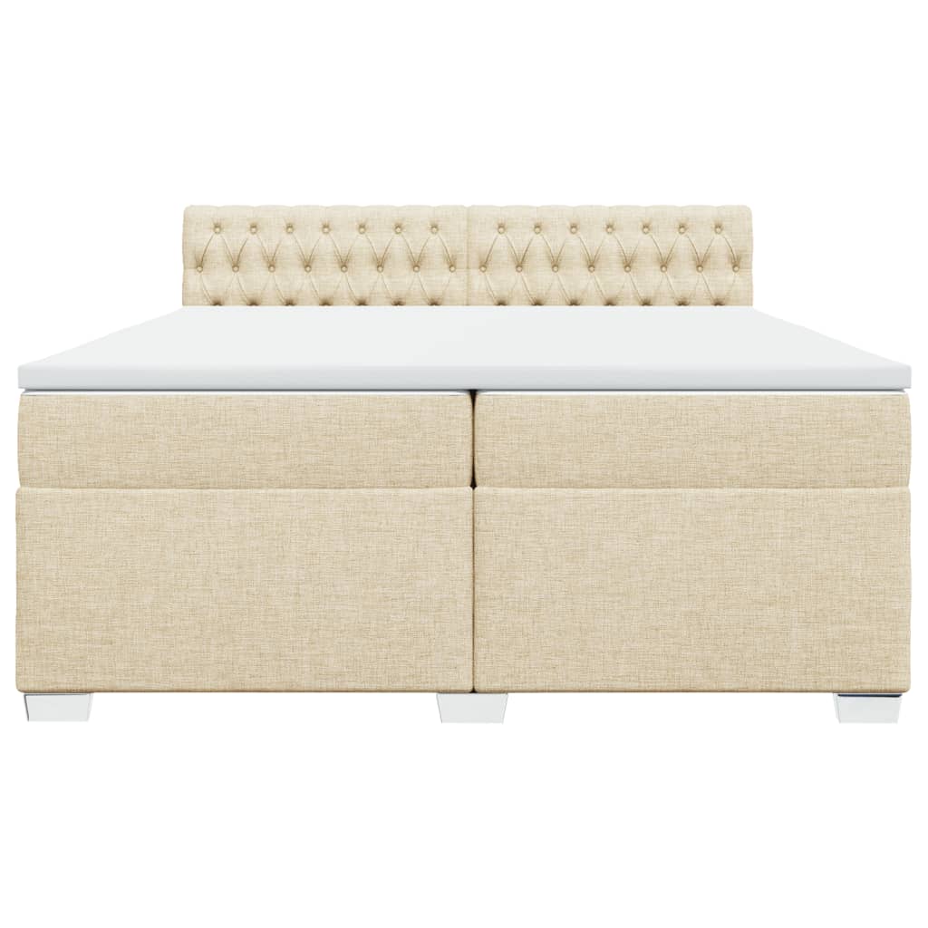 vidaXL Κρεβάτι Boxspring με Στρώμα Κρεμ 200x200 εκ. Υφασμάτινο