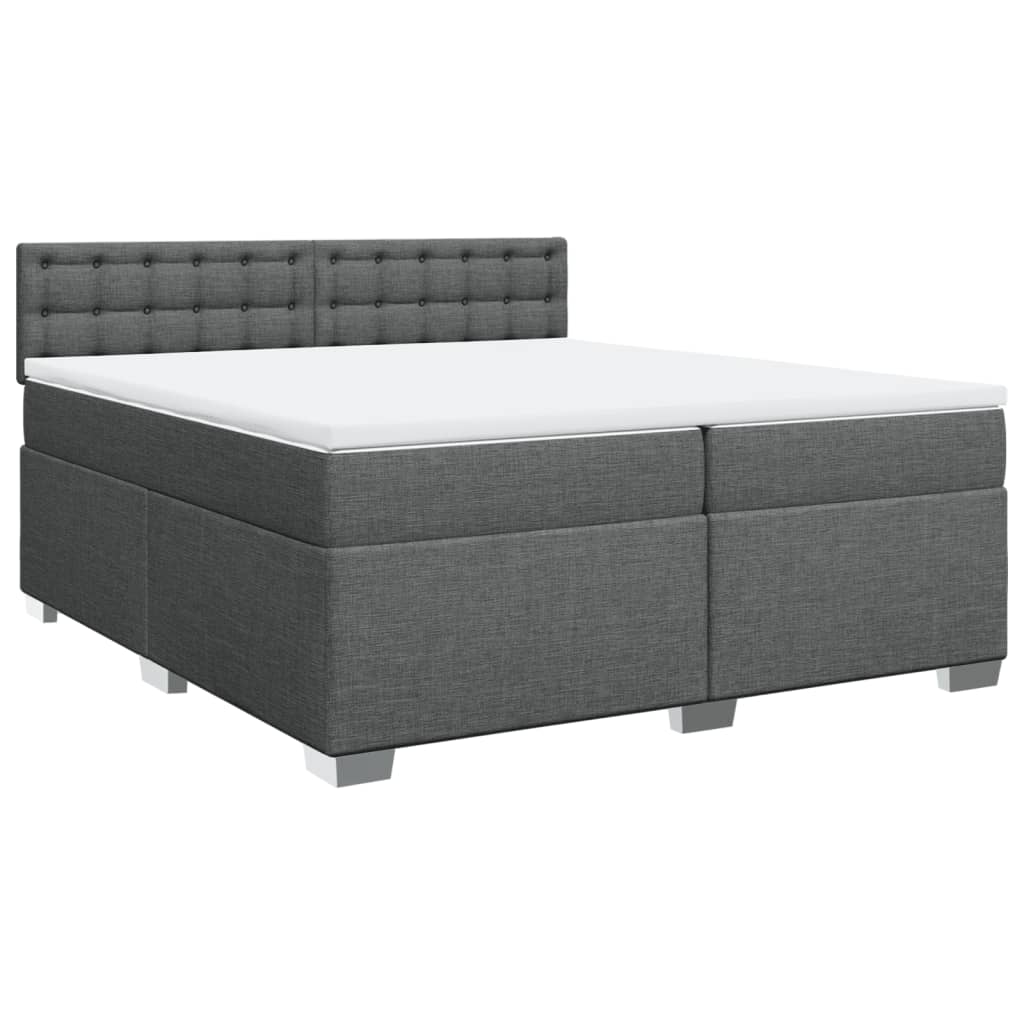 vidaXL Κρεβάτι Boxspring με Στρώμα Σκούρο Γκρι 200x200 εκ. Υφασμάτινο