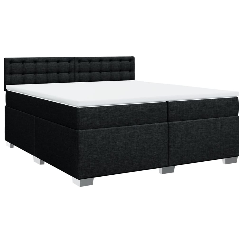 vidaXL Κρεβάτι Boxspring με Στρώμα Μαύρο 200x200 εκ. Υφασμάτινο