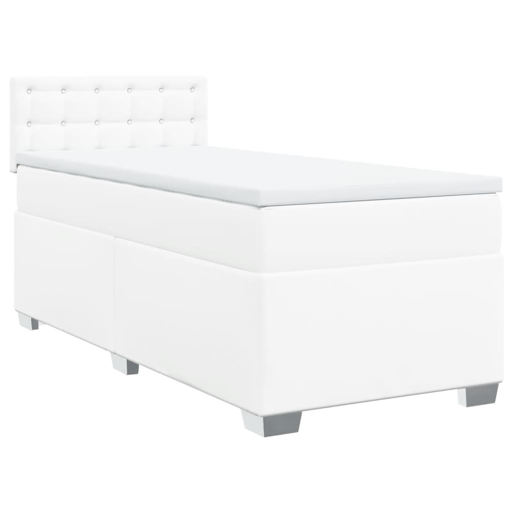 vidaXL Κρεβάτι Boxspring με Στρώμα Λευκό 80 x 200 εκ. Συνθετικό Δέρμα