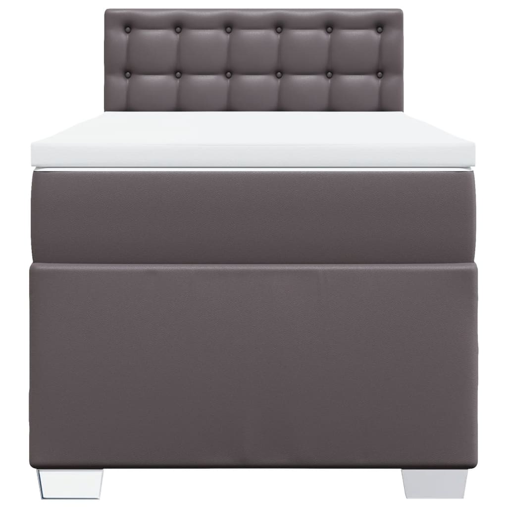 vidaXL Κρεβάτι Boxspring με Στρώμα Γκρι 80 x 200 εκ. Συνθετικό Δέρμα
