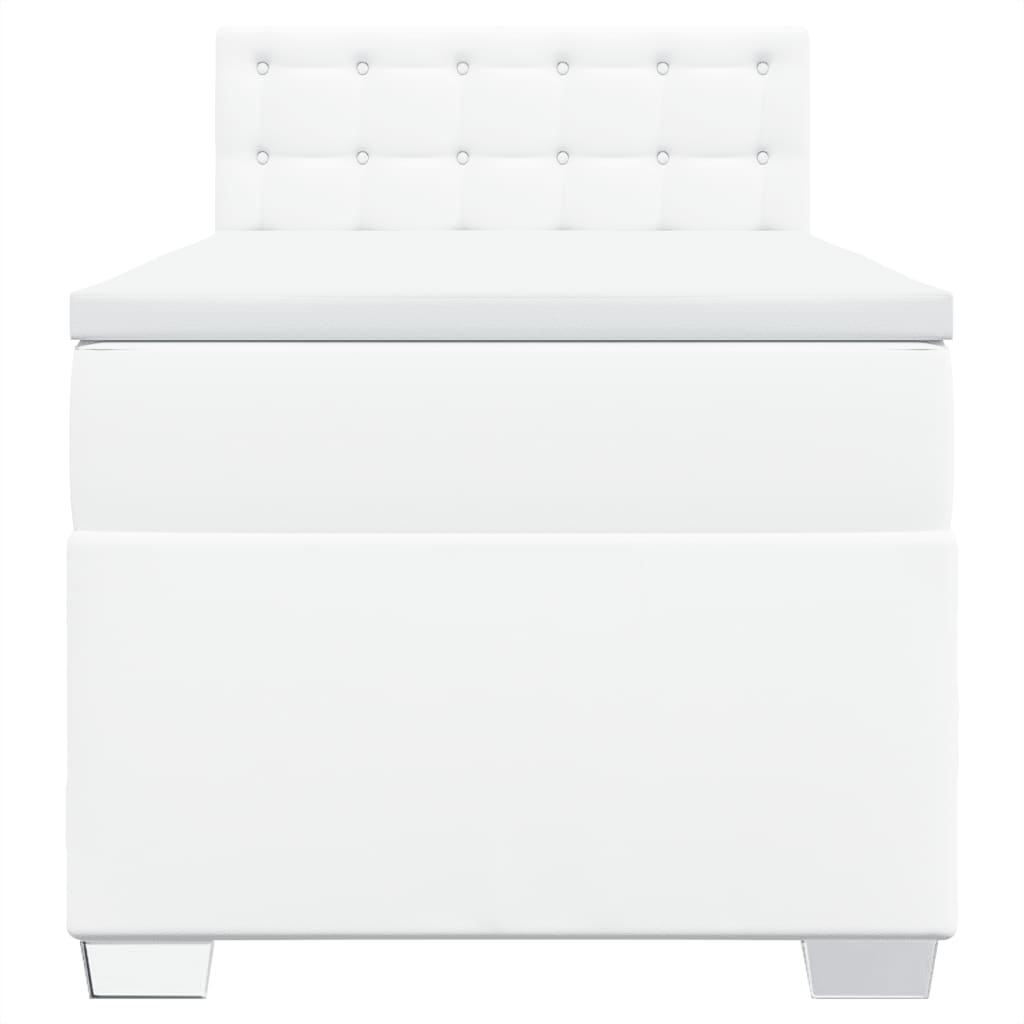 vidaXL Κρεβάτι Boxspring με Στρώμα Λευκό 90x190εκ. από Συνθετικό Δέρμα