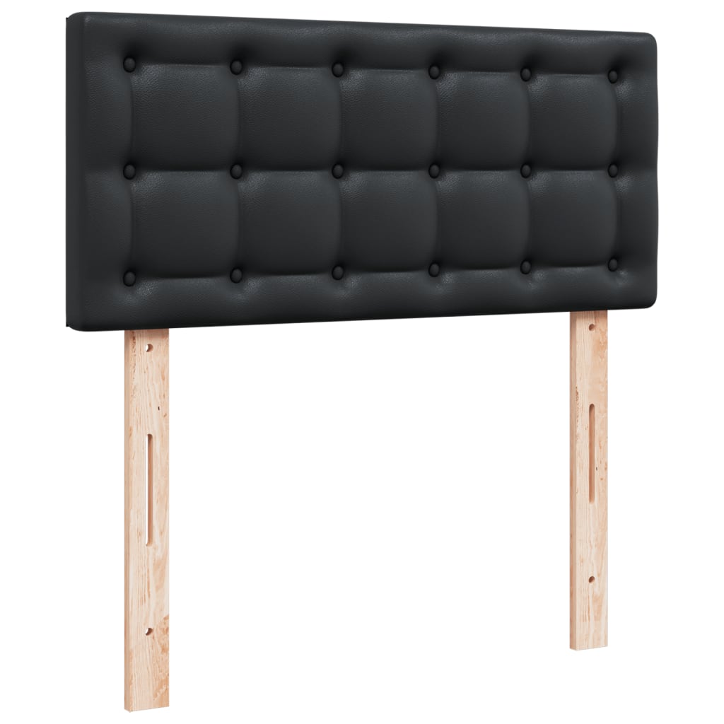 vidaXL Κρεβάτι Boxspring με Στρώμα Μαύρο 90x200εκ. από Συνθετικό Δέρμα