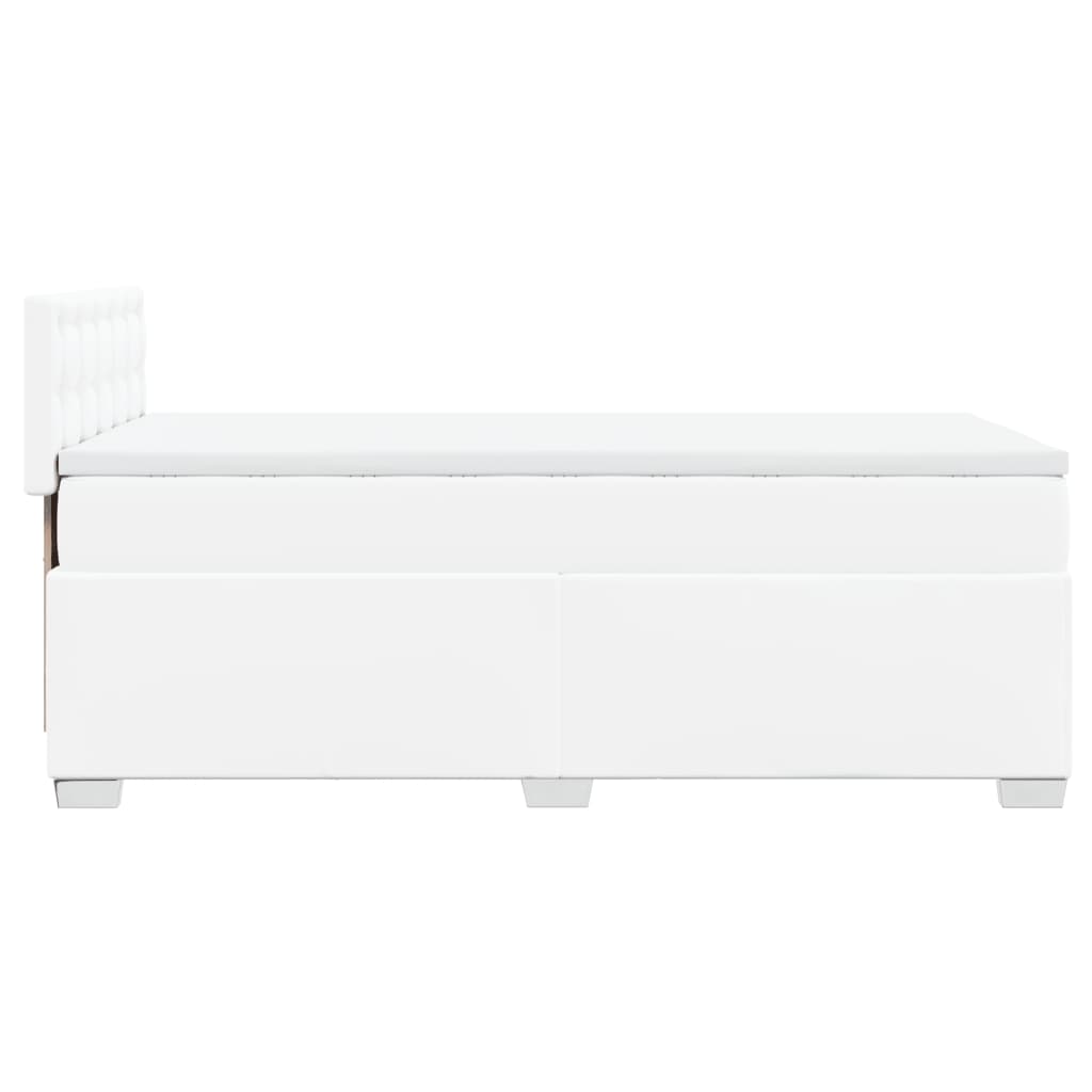 vidaXL Κρεβάτι Boxspring με Στρώμα Λευκό 90x200εκ. από Συνθετικό Δέρμα