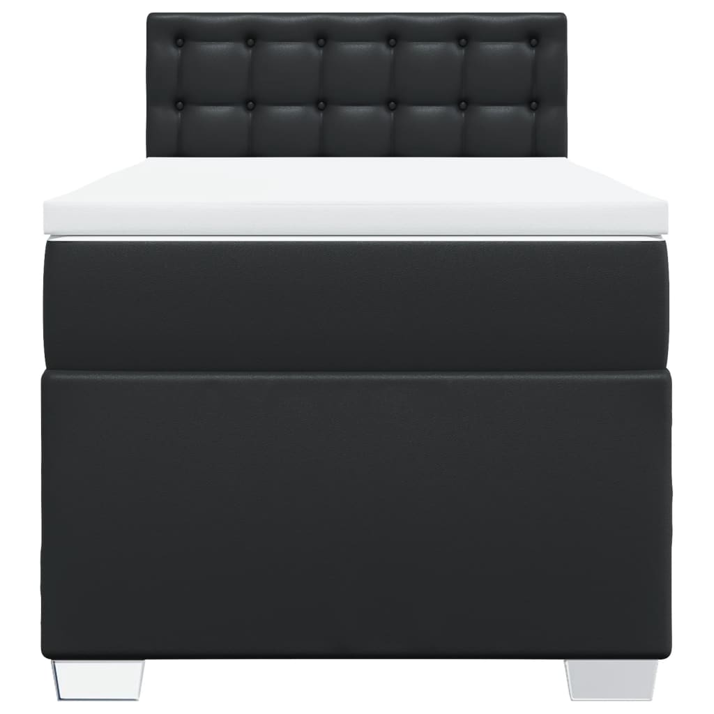 vidaXL Κρεβάτι Boxspring με Στρώμα Μαύρο 100x200εκ.από Συνθετικό Δέρμα