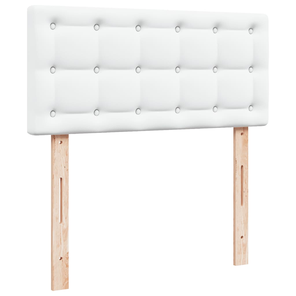 vidaXL Κρεβάτι Boxspring με Στρώμα Λευκό 100x200εκ.από Συνθετικό Δέρμα