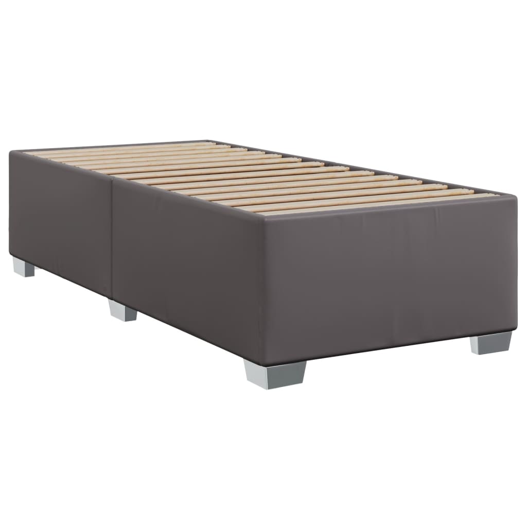 vidaXL Κρεβάτι Boxspring με Στρώμα Γκρι 100x200εκ. από Συνθετικό Δέρμα