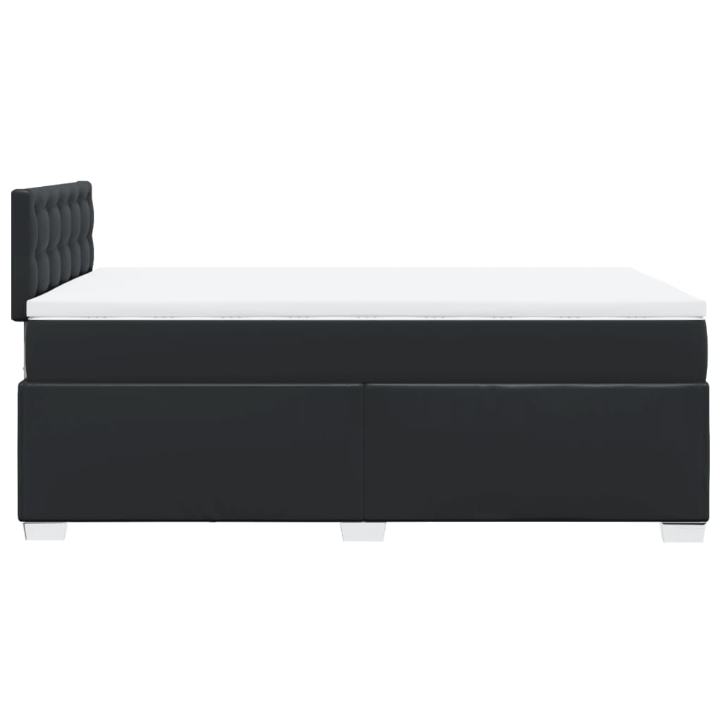 vidaXL Κρεβάτι Boxspring με Στρώμα Μαύρο 120x190εκ.από Συνθετικό Δέρμα