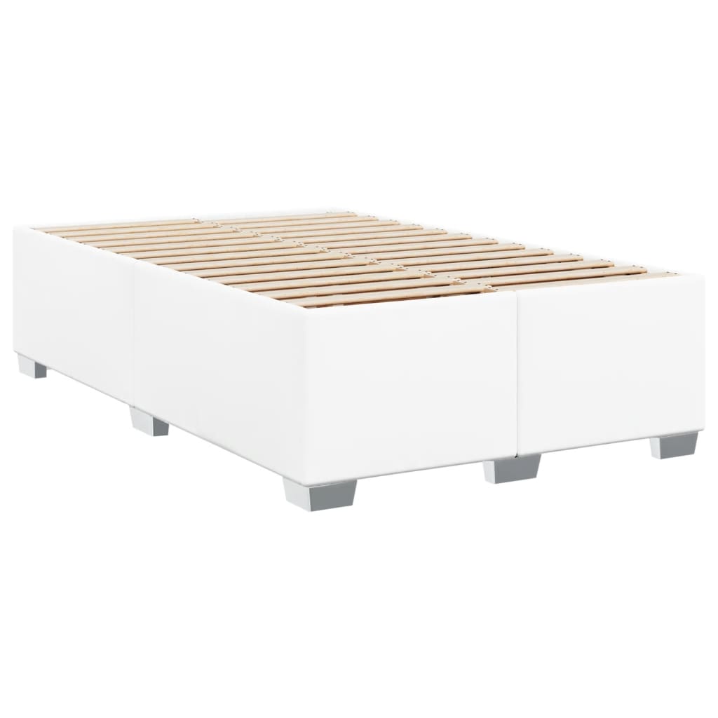 vidaXL Κρεβάτι Boxspring με Στρώμα Λευκό 120x200εκ.από Συνθετικό Δέρμα