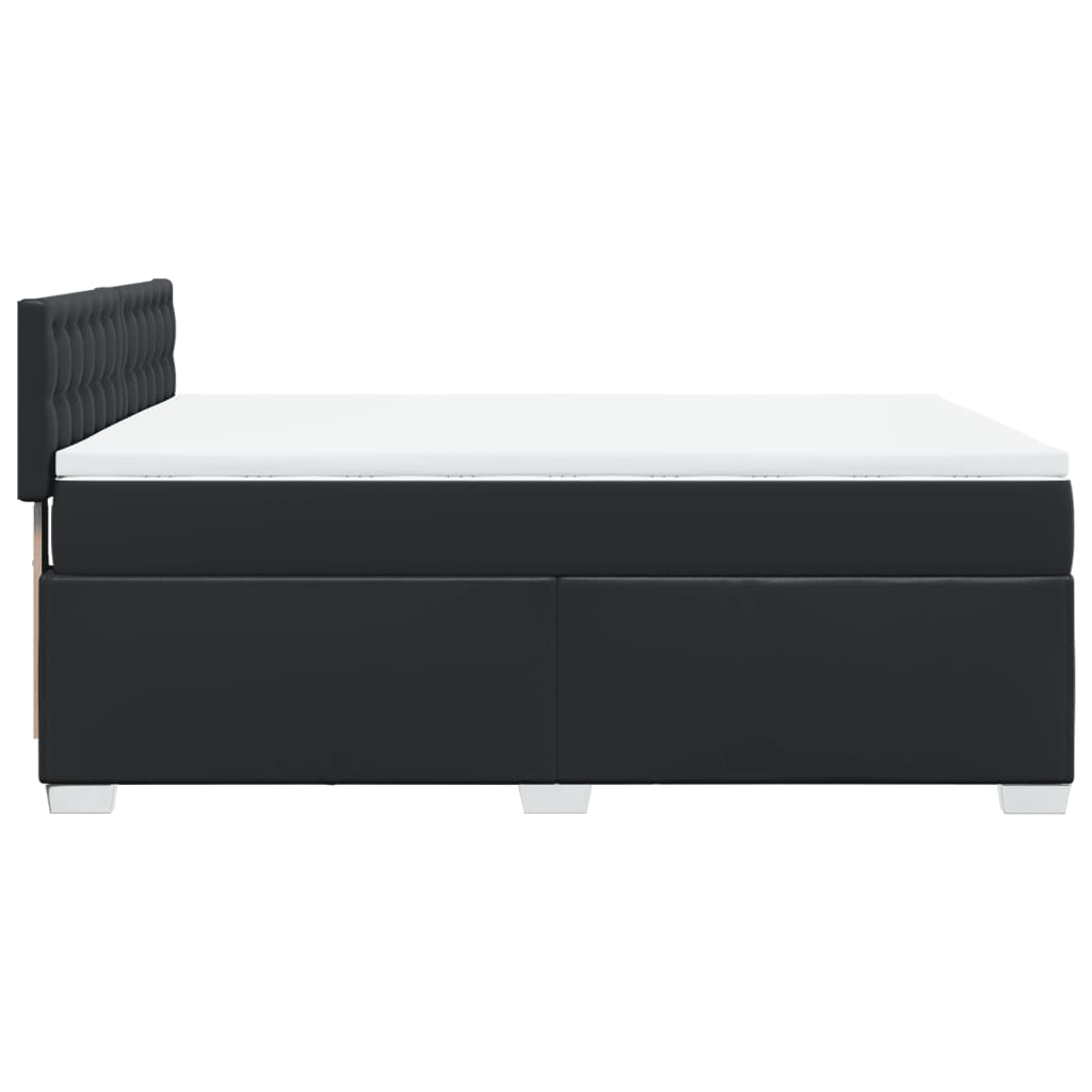 vidaXL Κρεβάτι Boxspring με Στρώμα Μαύρο 140x190εκ.από Συνθετικό Δέρμα